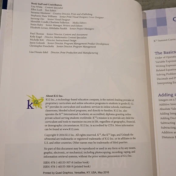 MATH 7 A REFERENCE GUIDE K12 Summit Curriculum Hardcover Homeschool Charter EUC - Picture 2 of 7